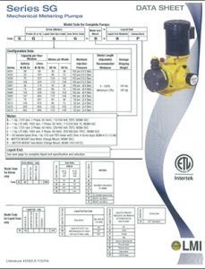 LMI SG Series mechanical metering pump brochure Detroit Pump pdf